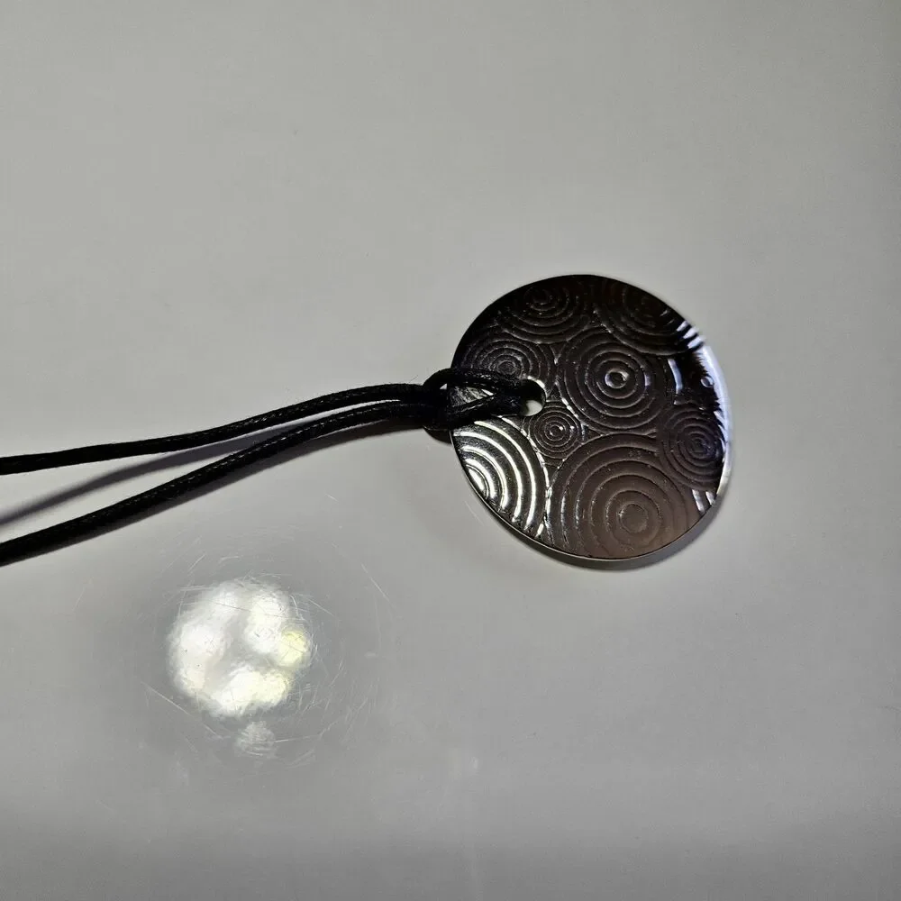 *Sale* Lia Sophia Silver Tone Elliptical Pendant Black Cord Necklace 16-19